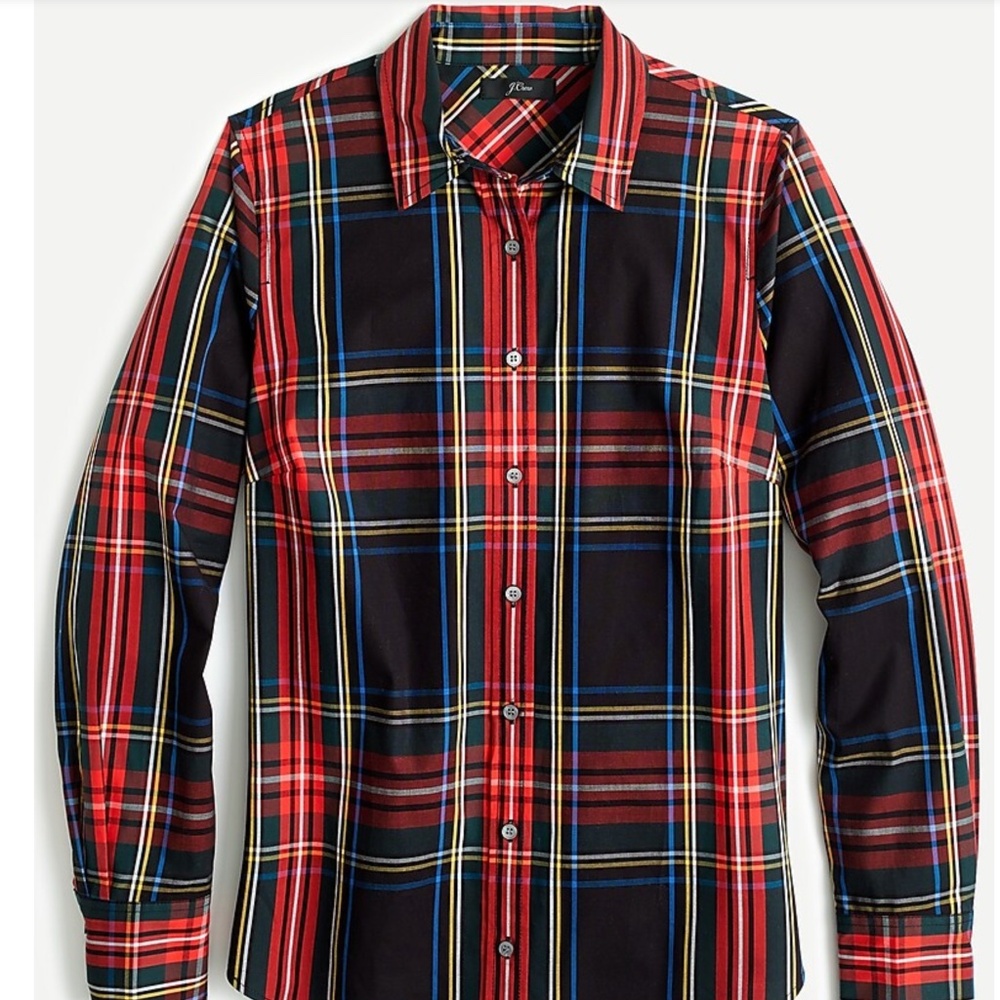 J. Crew Slim stretch perfect shirt in black Stewart tartan